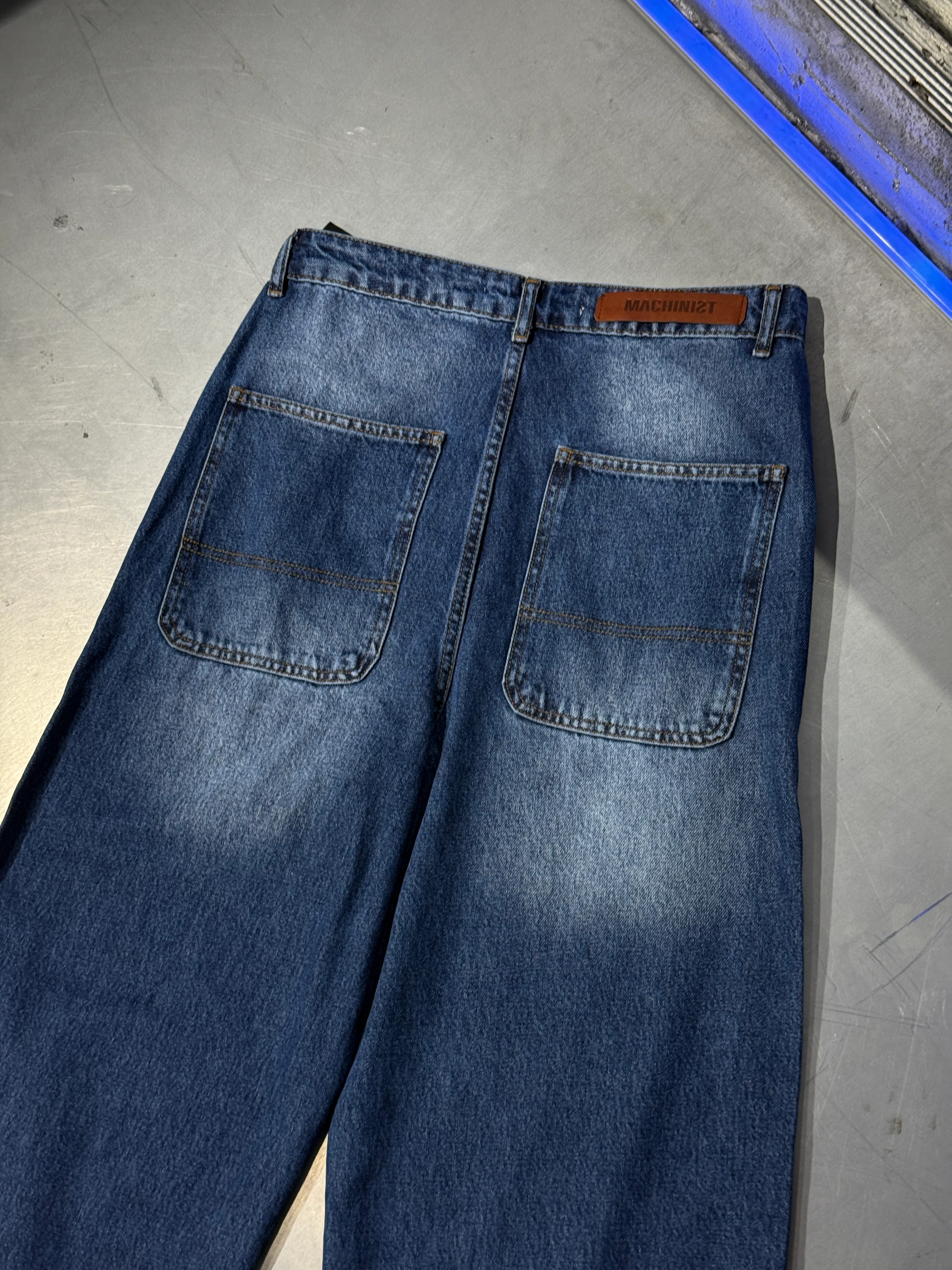 Basic Baloon Fit Jeans Effected Blue