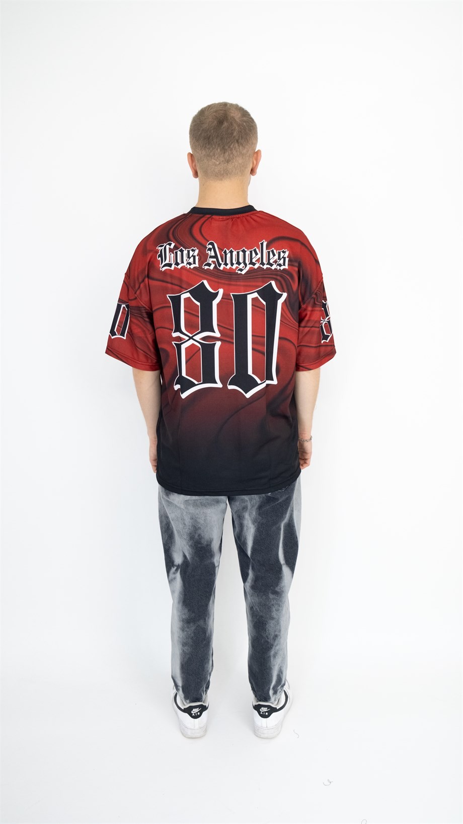 Oversize Old School Los Angeles 80 Jersey - KIRMIZI