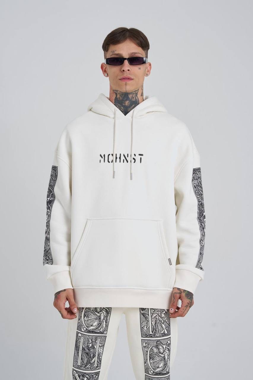 Mchnst Secret Şardonlu Hoodie - Ekru