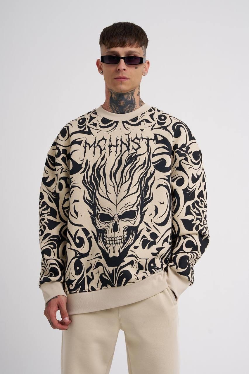 Ethnical Skull Sweatshirt - Bej