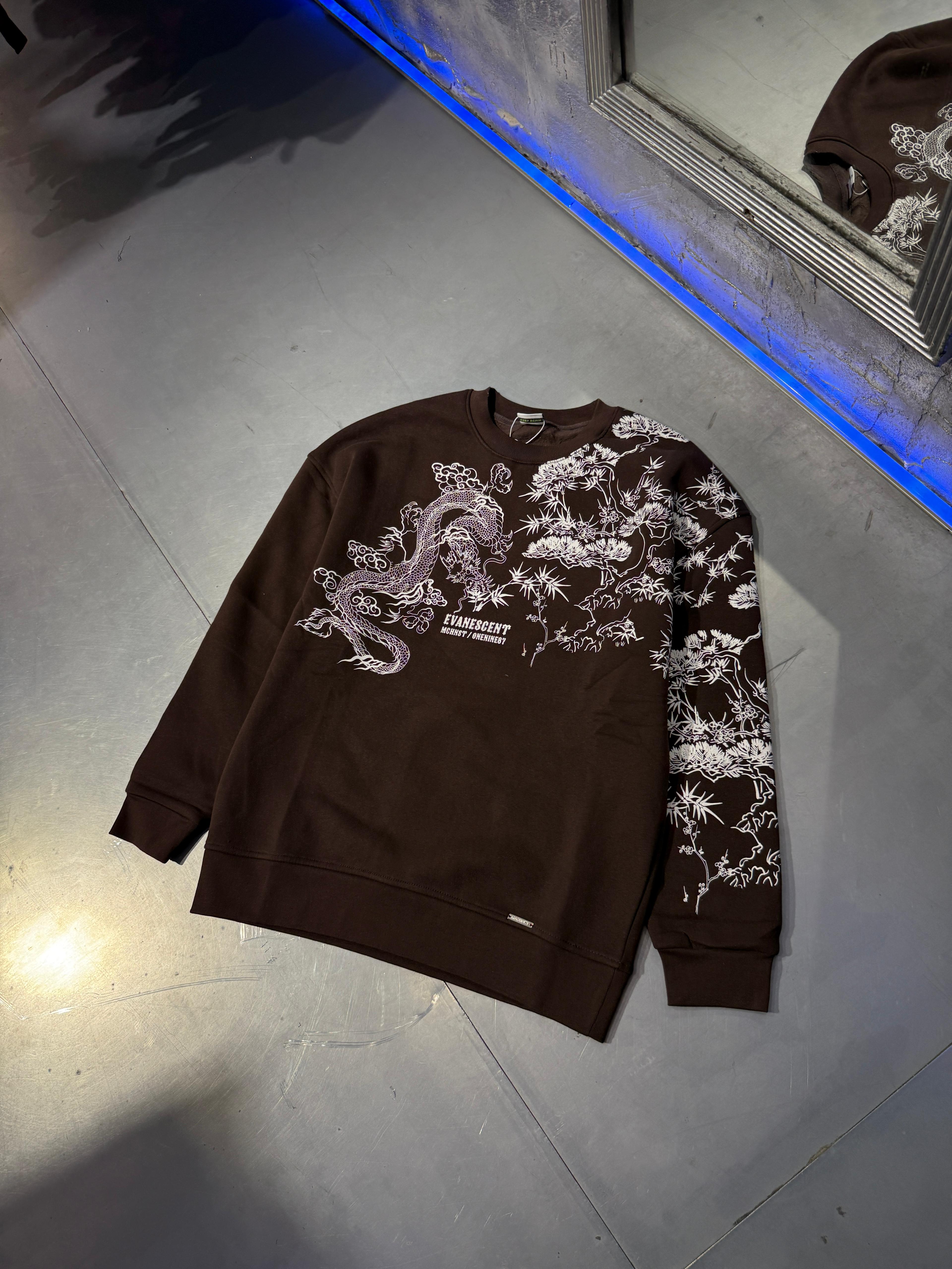 Dragon Printed 3 İplik Şardonlu Oversize Sweatshirt