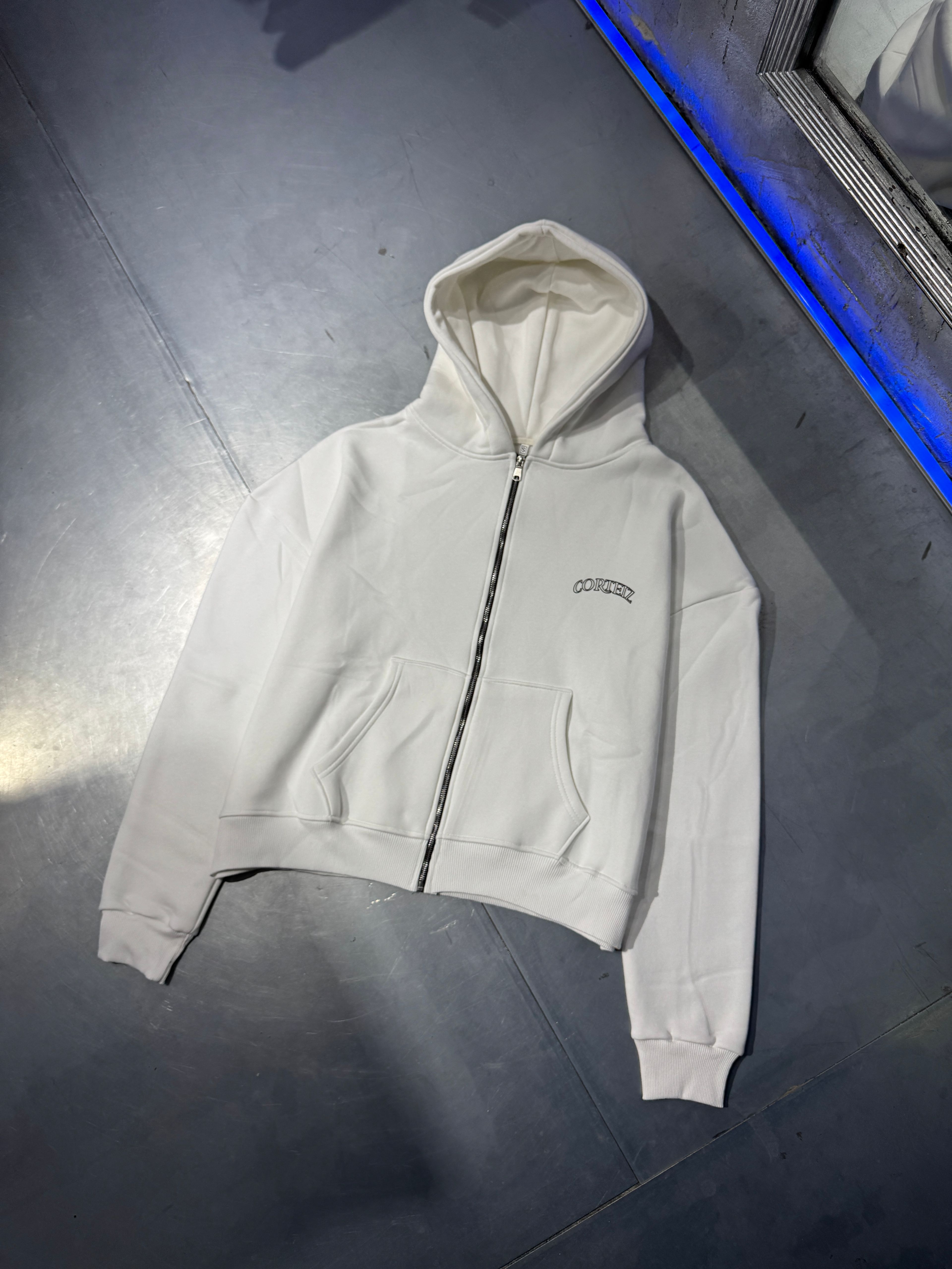 Oversize Corteiz Zip Hoodie Şardonlu