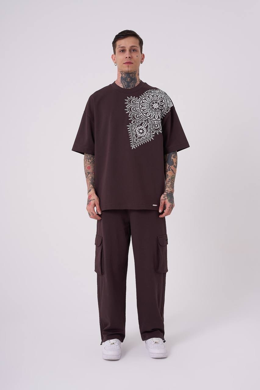 Ethnic Nakışlı Oversize T-Shirt