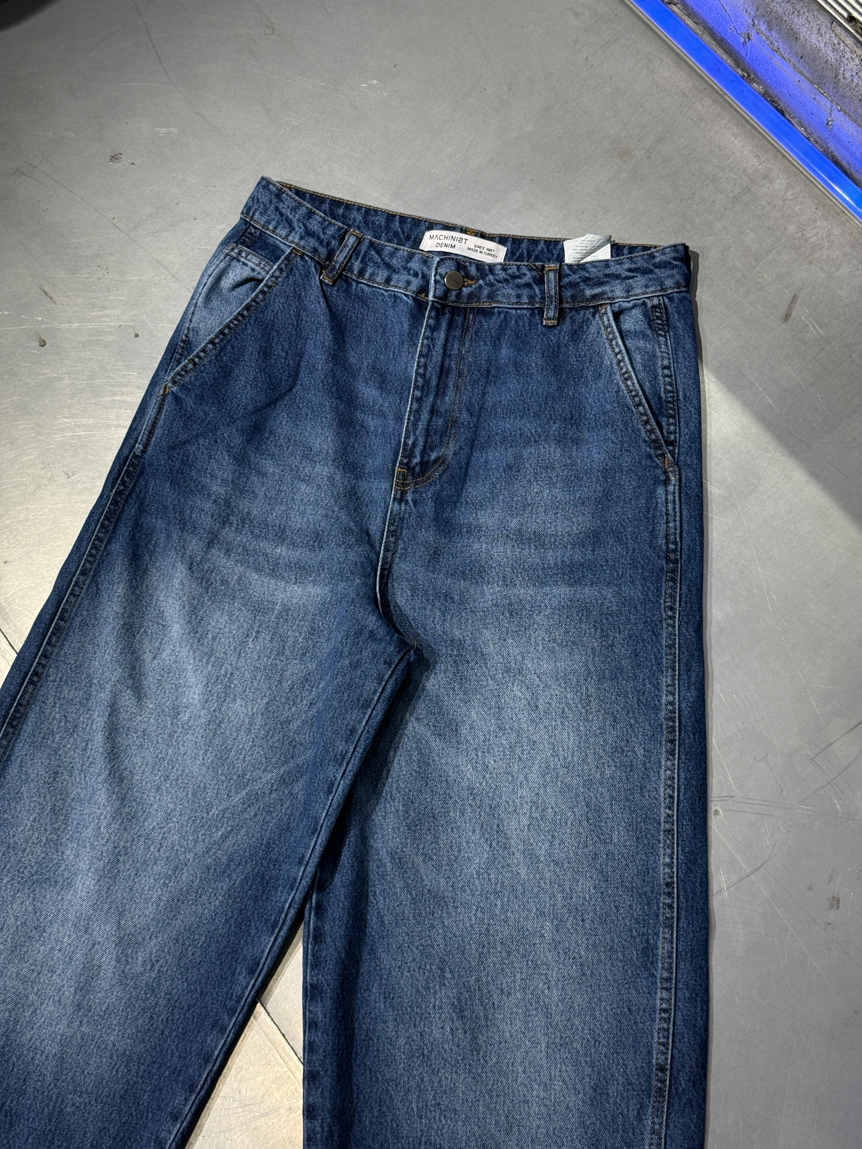 Basic Baloon Fit Jeans Effected Blue