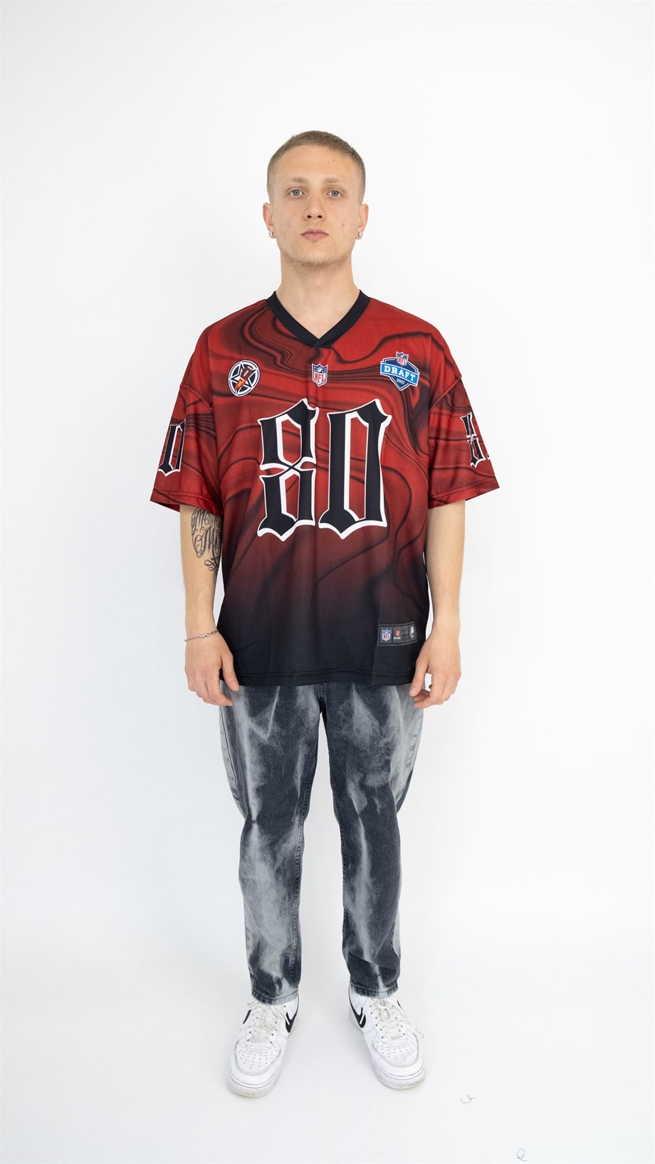 Oversize Old School Los Angeles 80 Jersey - KIRMIZI