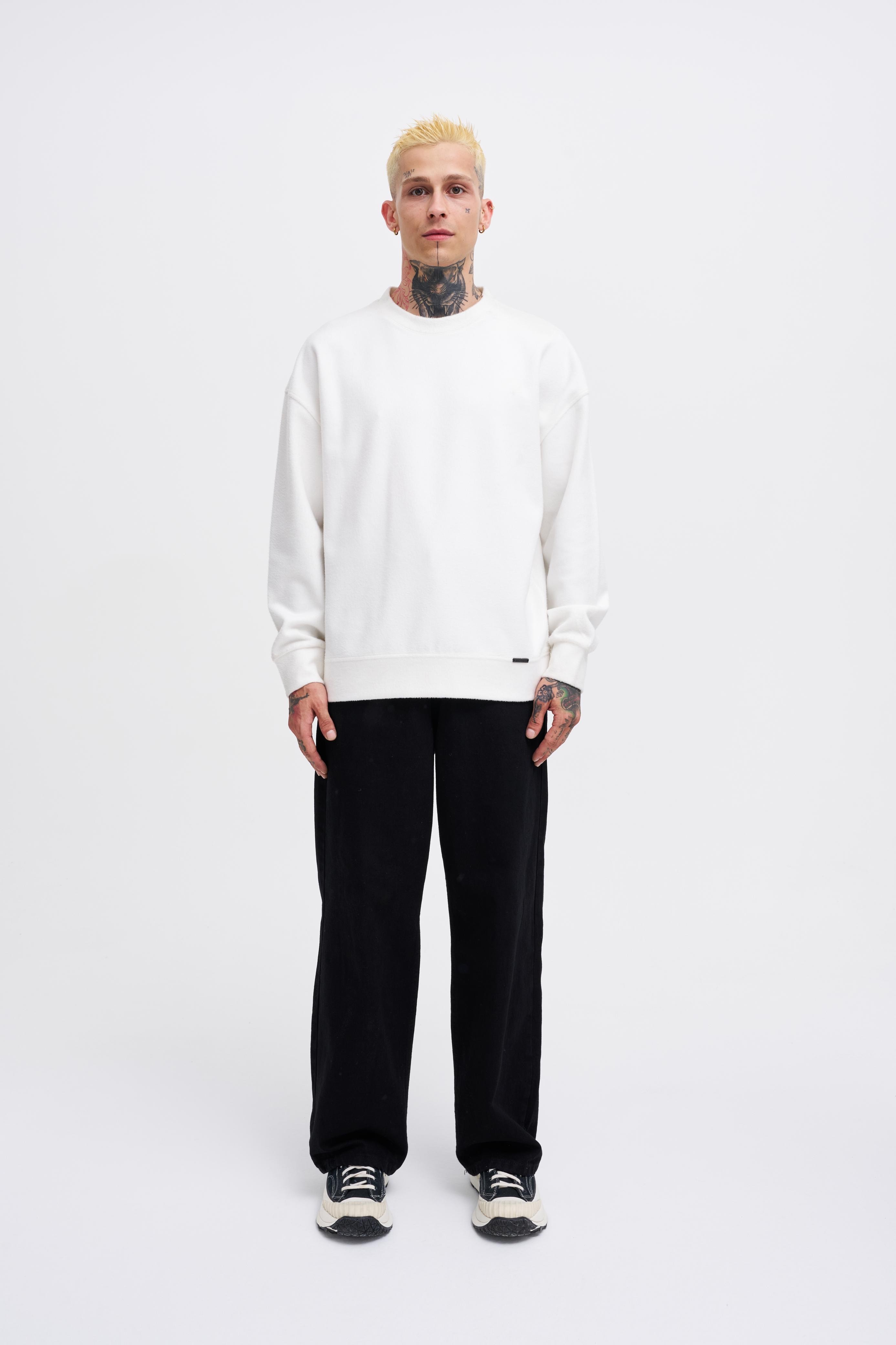 Ponte Kaşmir Oversize Basic Sweatshirt - Ekru