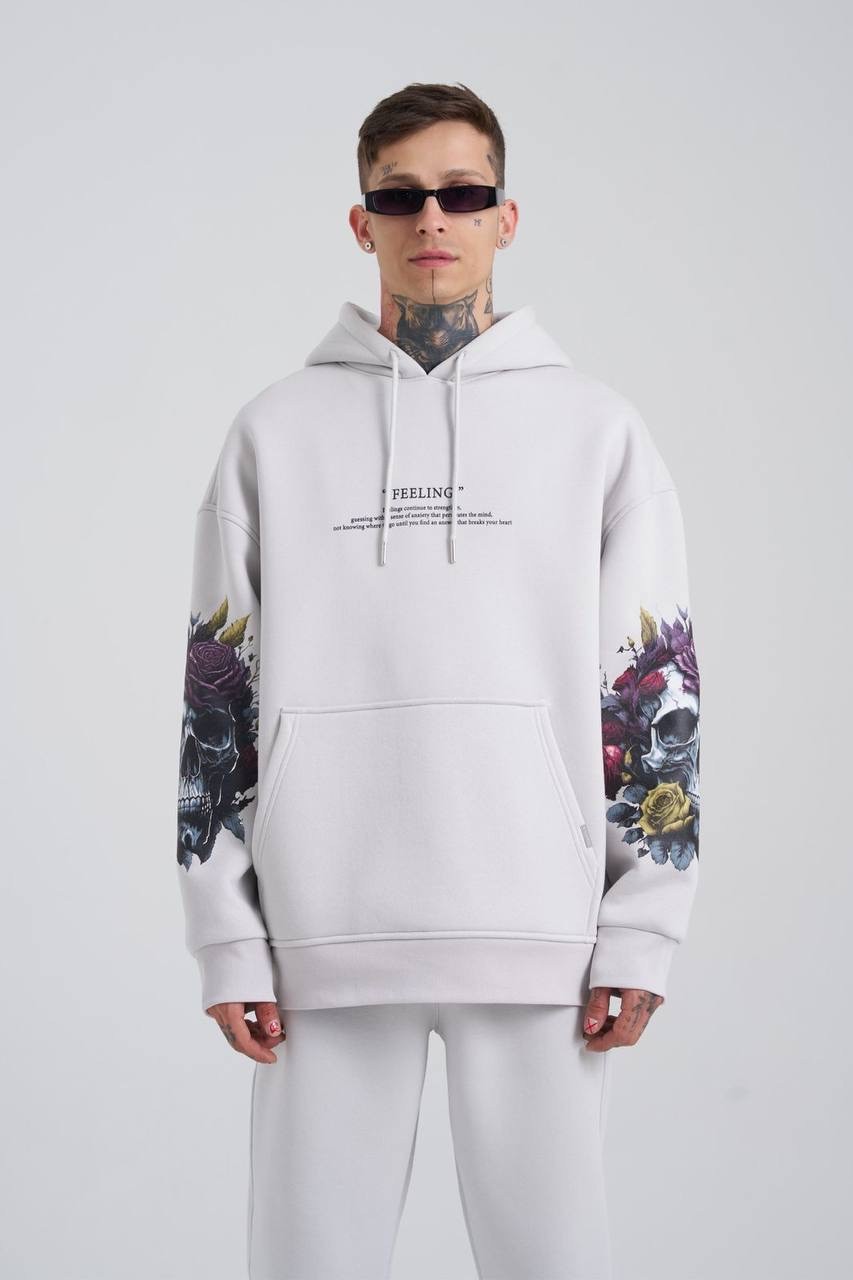 Feeling Skull Şardonlu Hoodie - Space Gri