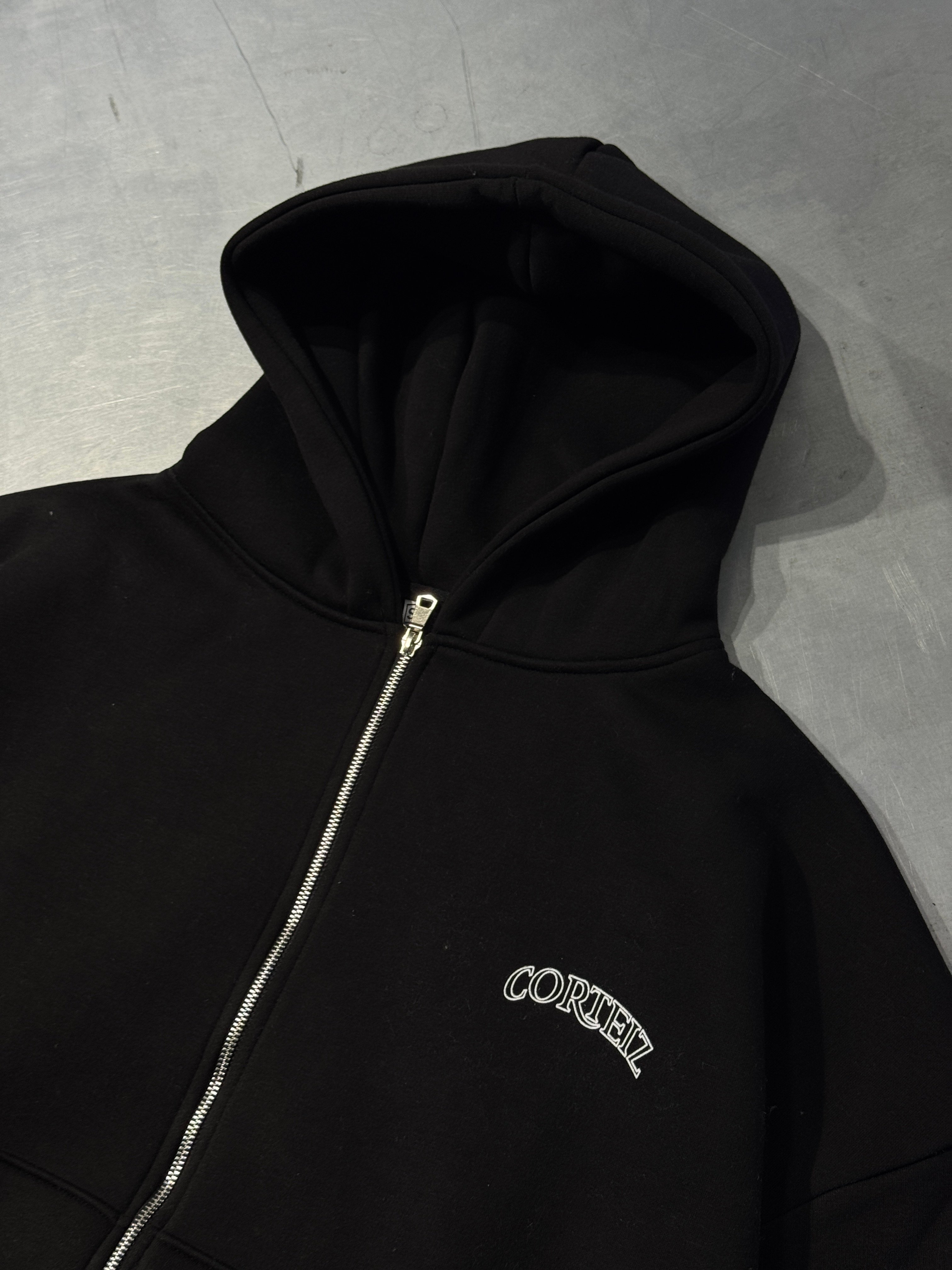 Oversize Corteiz Zip Hoodie Şardonlu