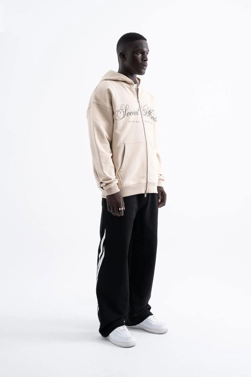 Social Mode Printed Zip Hoodie
