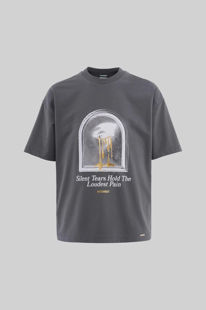 Golden Tears Printed Oversize T-Shirt - Smoked