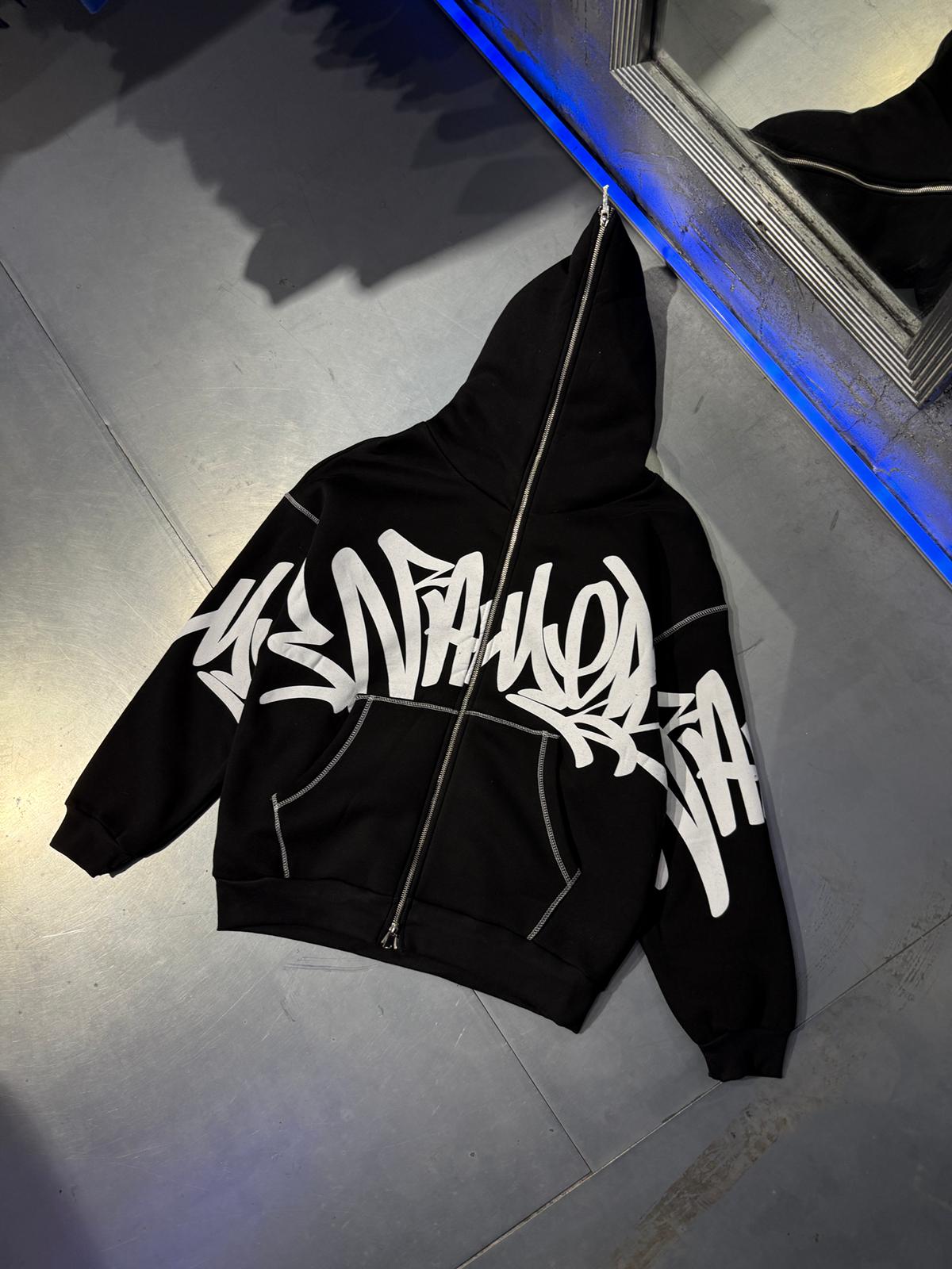 Graffiti Desenli Oversize Full Zip