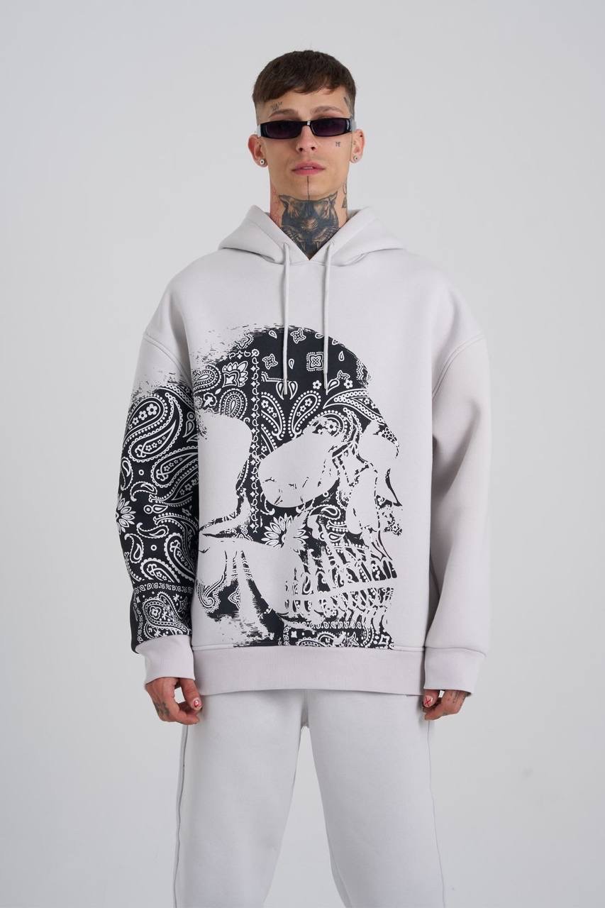 Born Again Skull Şardonlu Hoodie - Space Gri