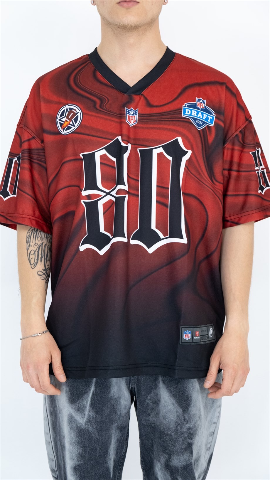 Oversize Old School Los Angeles 80 Jersey - KIRMIZI