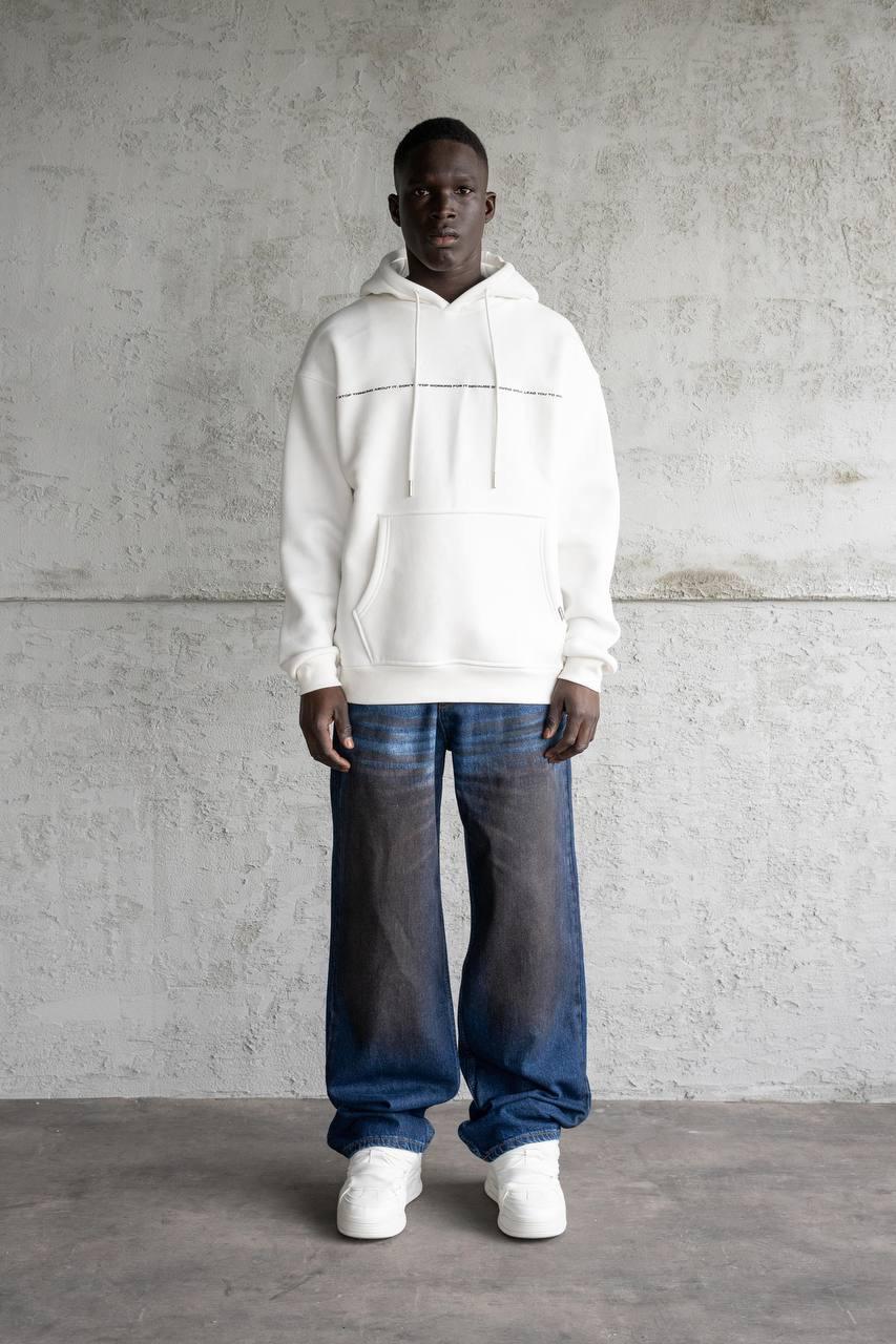Patience Printed Hoodie Şardonlu Hoodie - Beyaz