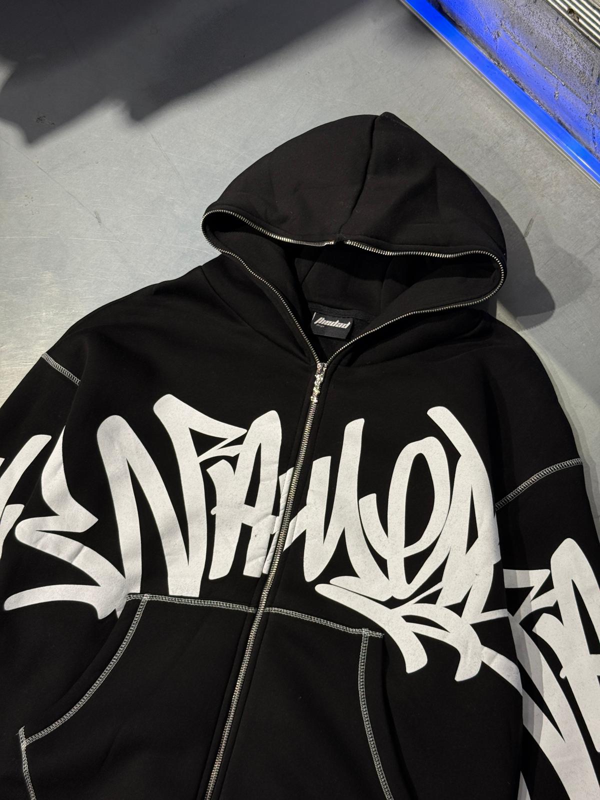 Graffiti Desenli Oversize Full Zip