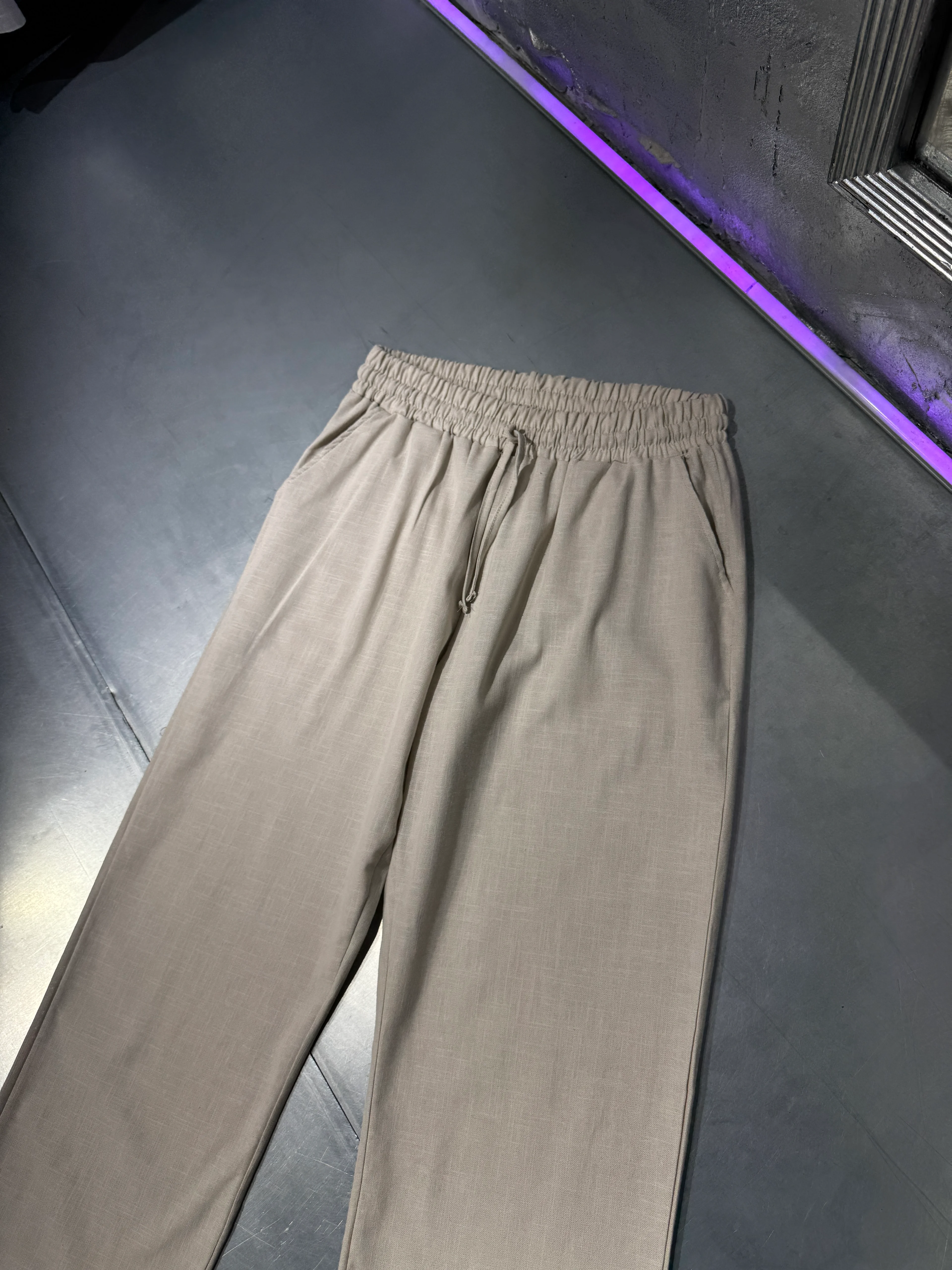 Old Money Basic Keten Baggy Pants