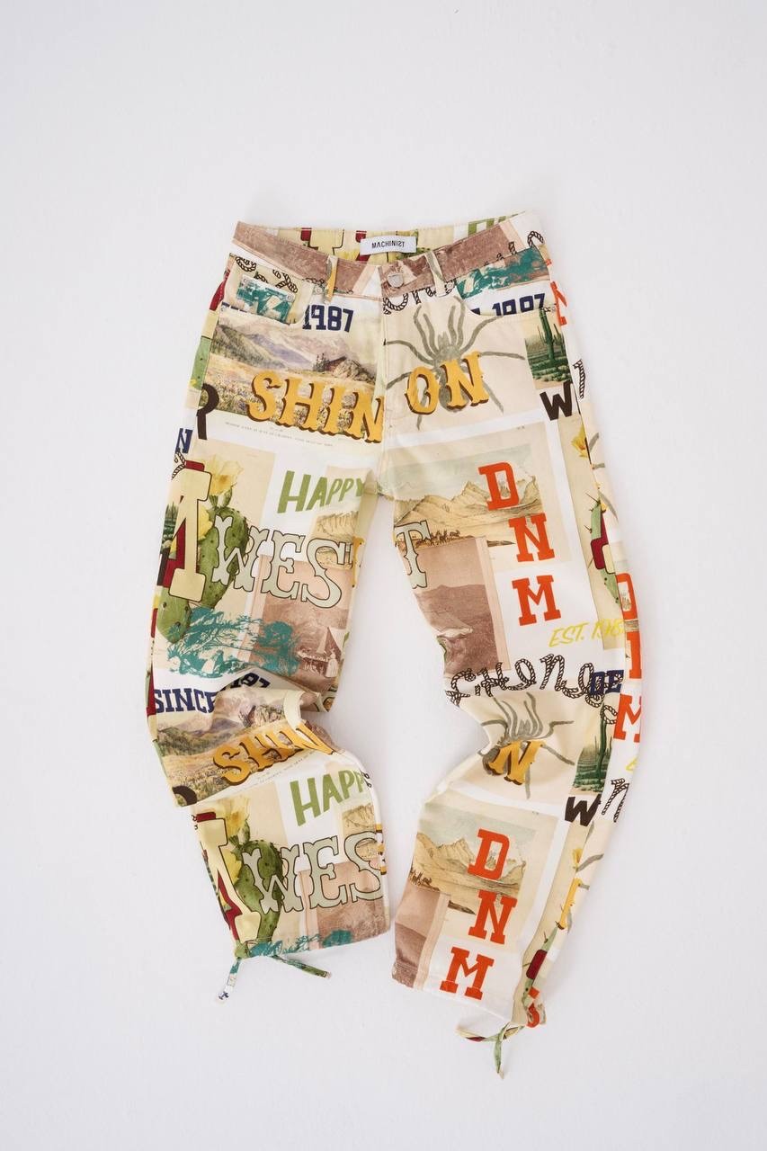 Baggy Sunset Printed Pantolon