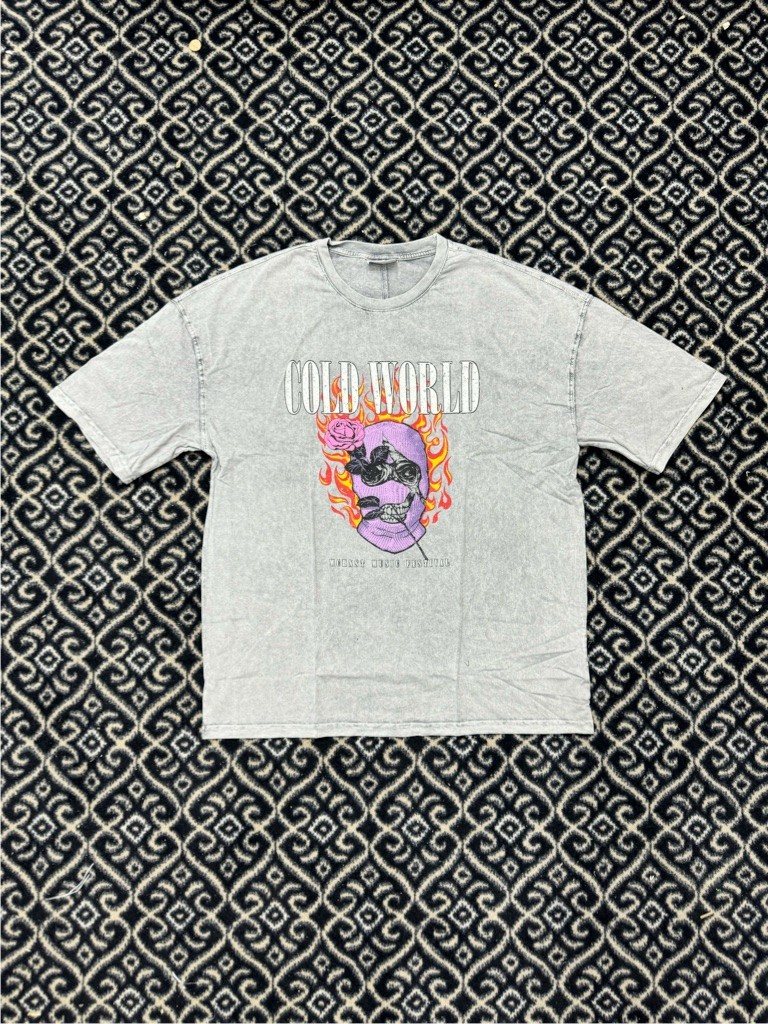 Cold World Acid Wash T-Shirt - Ekru