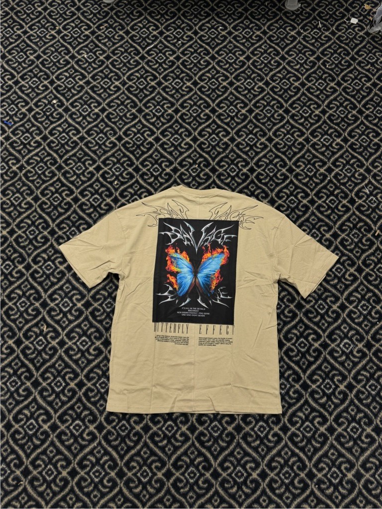 Butterfly Oversize T-Shirt - Bej