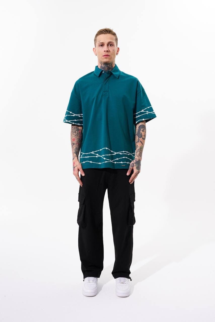 Barbed Wire Printed Polo T-Shirt