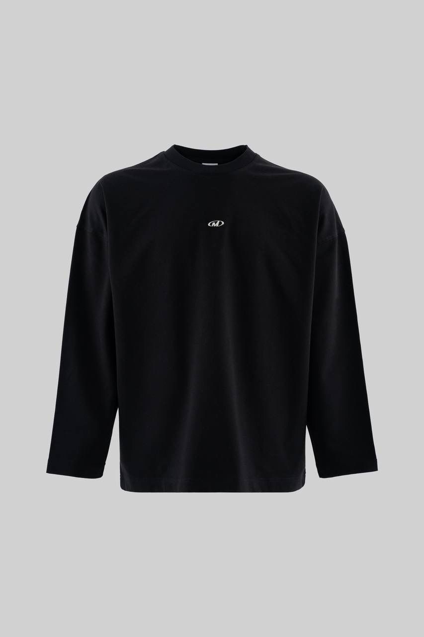'M' Metal  Baskılı Minimal Oversize Sweatshirt - Siyah