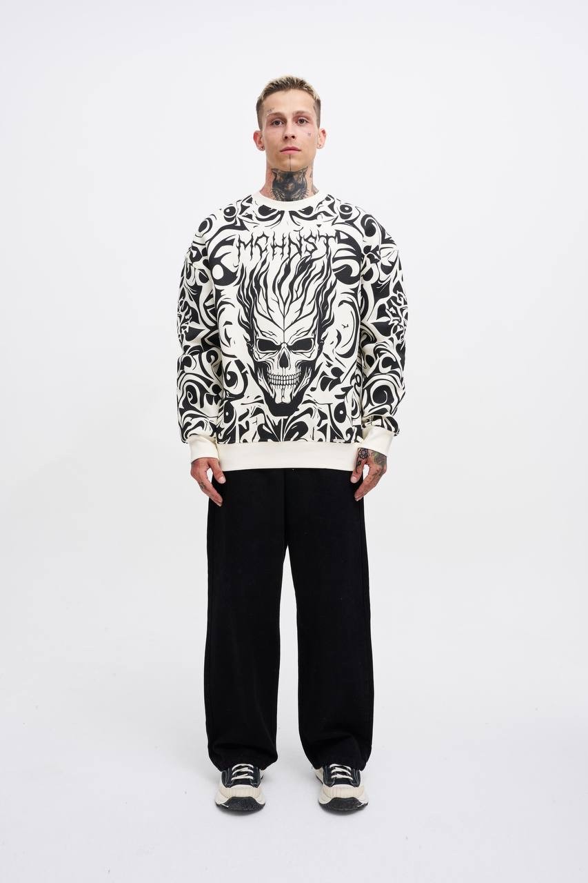 Ethnical Skull Sweatshirt - Ekru