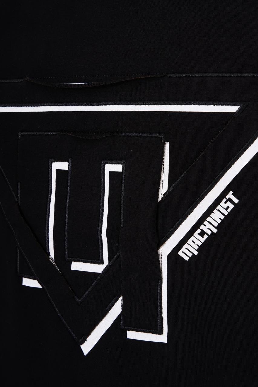 Triangel Applique Baskılı Oversize T-Shirt