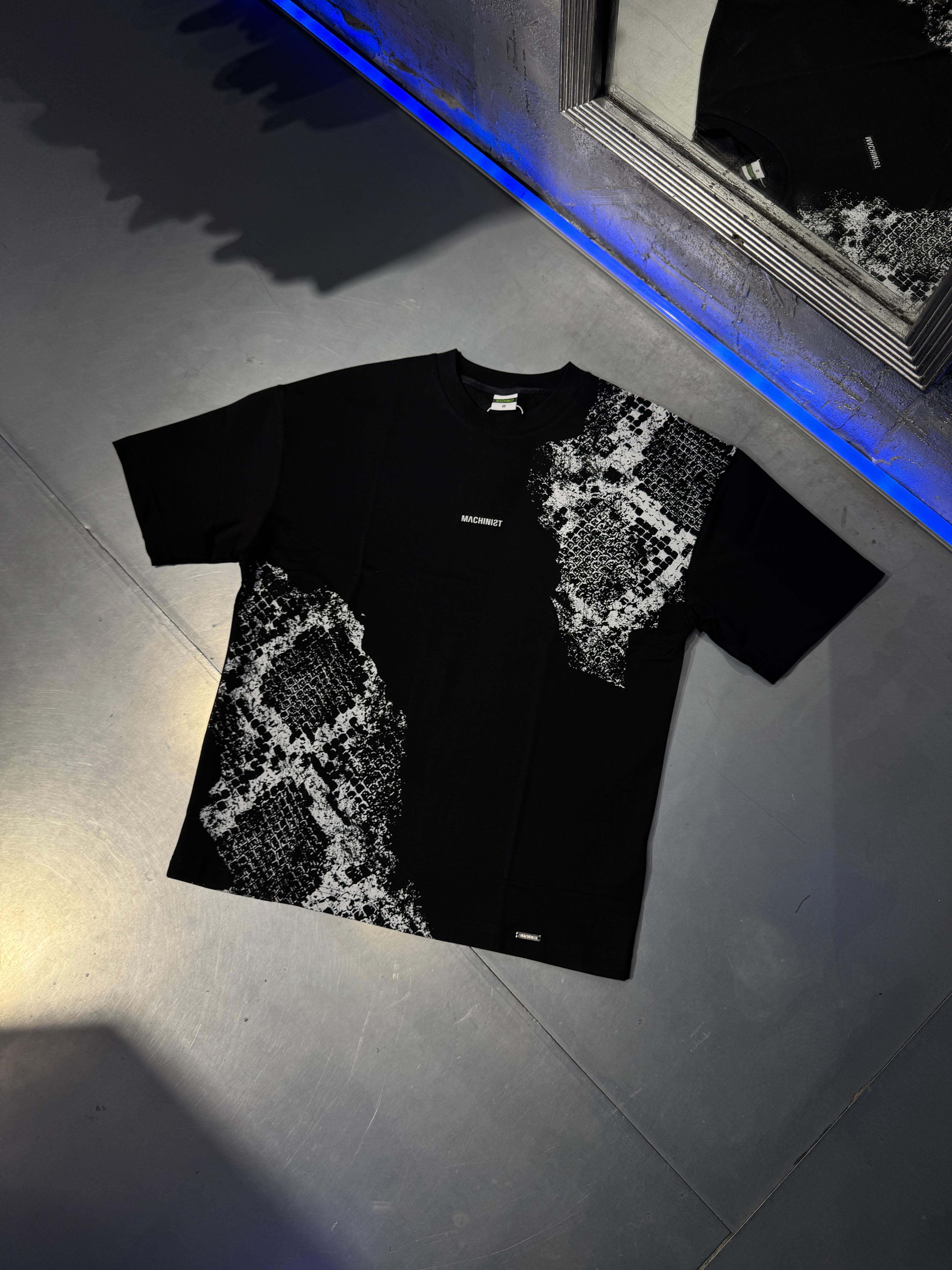 Crocodile Printed Oversize T-Shirt Siyah