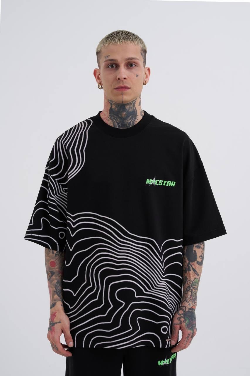 Striped MACSTAR Oversize Takım - Dark Black
