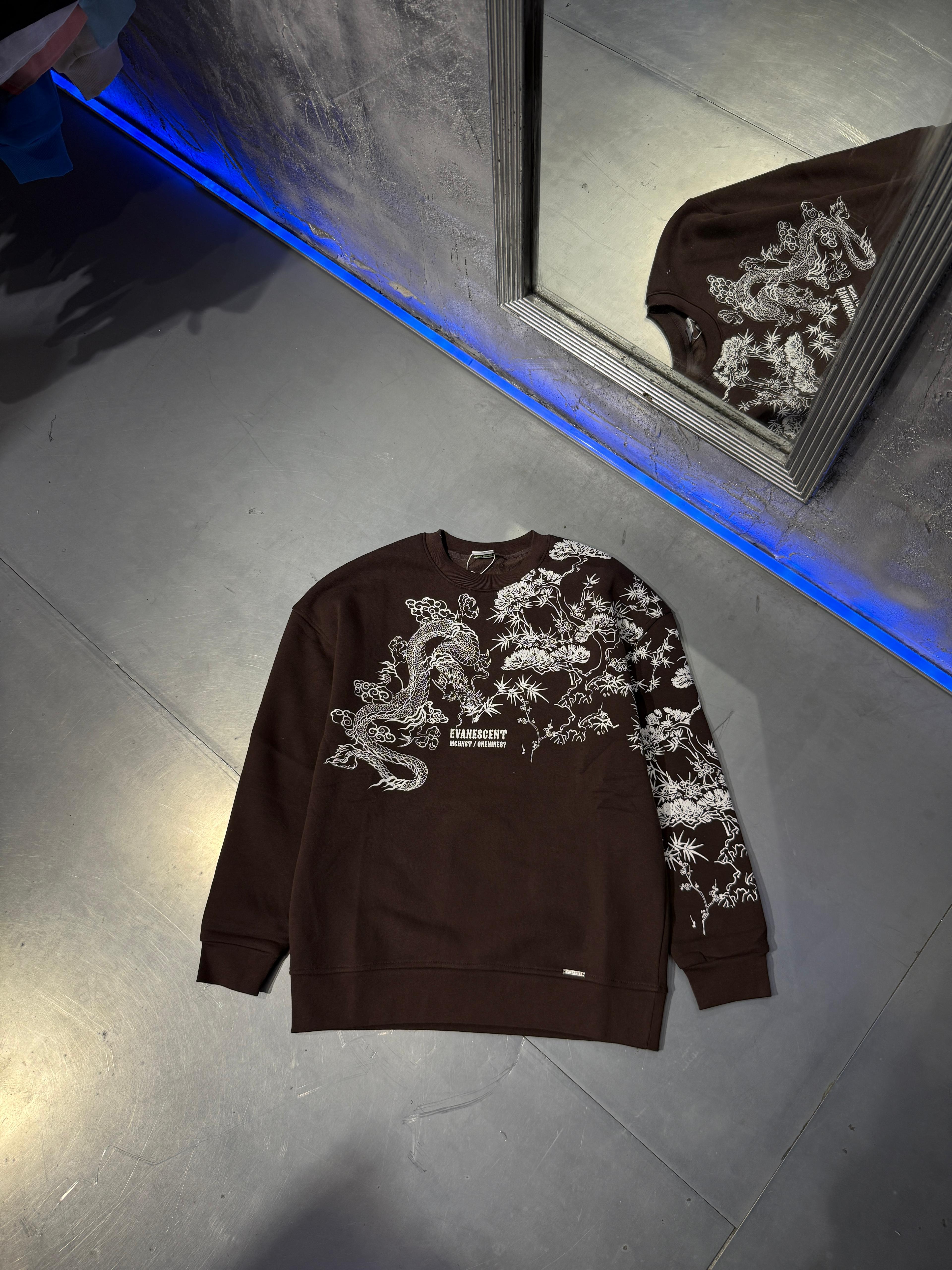 Dragon Printed 3 İplik Şardonlu Oversize Sweatshirt