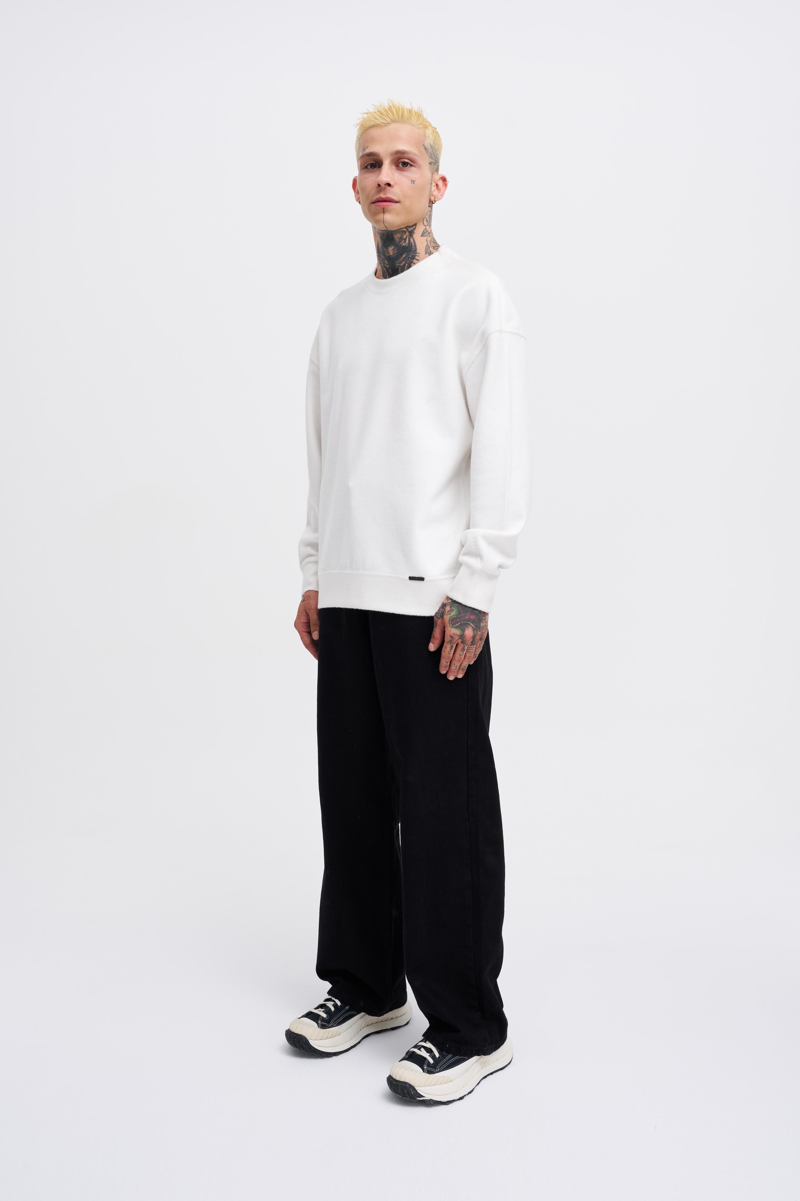 Ponte Kaşmir Oversize Basic Sweatshirt - Ekru