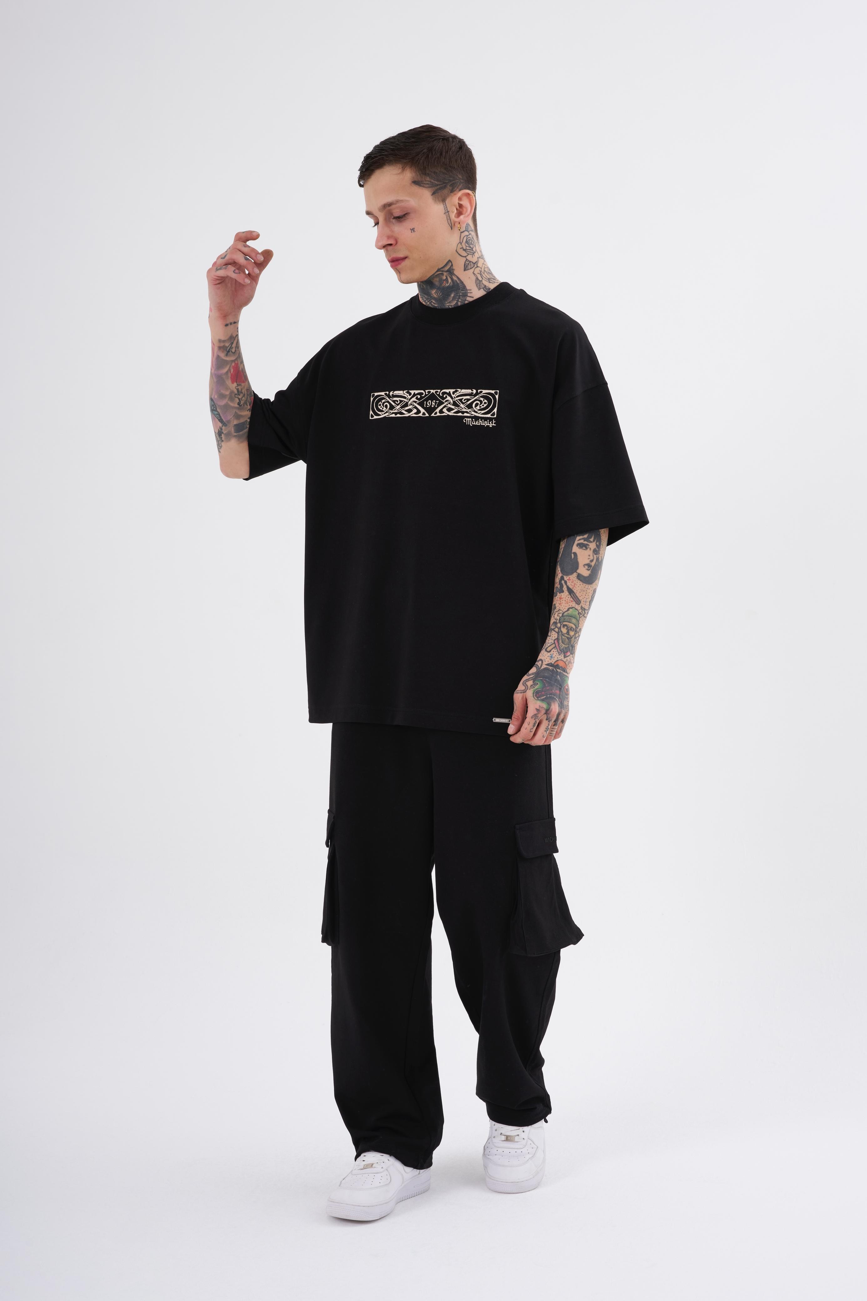 Ethnic Print and Applique Oversize T-Shirt