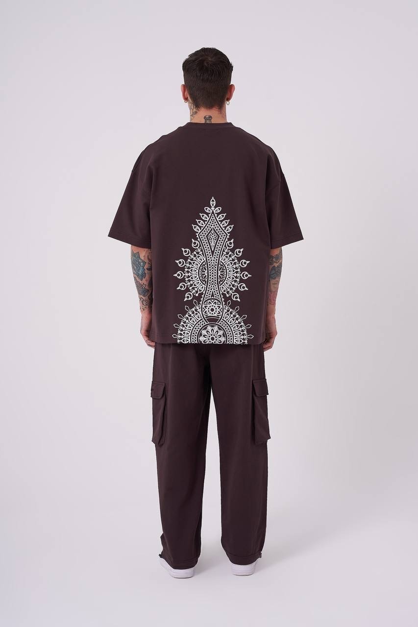 Ethnic Nakışlı Oversize T-Shirt