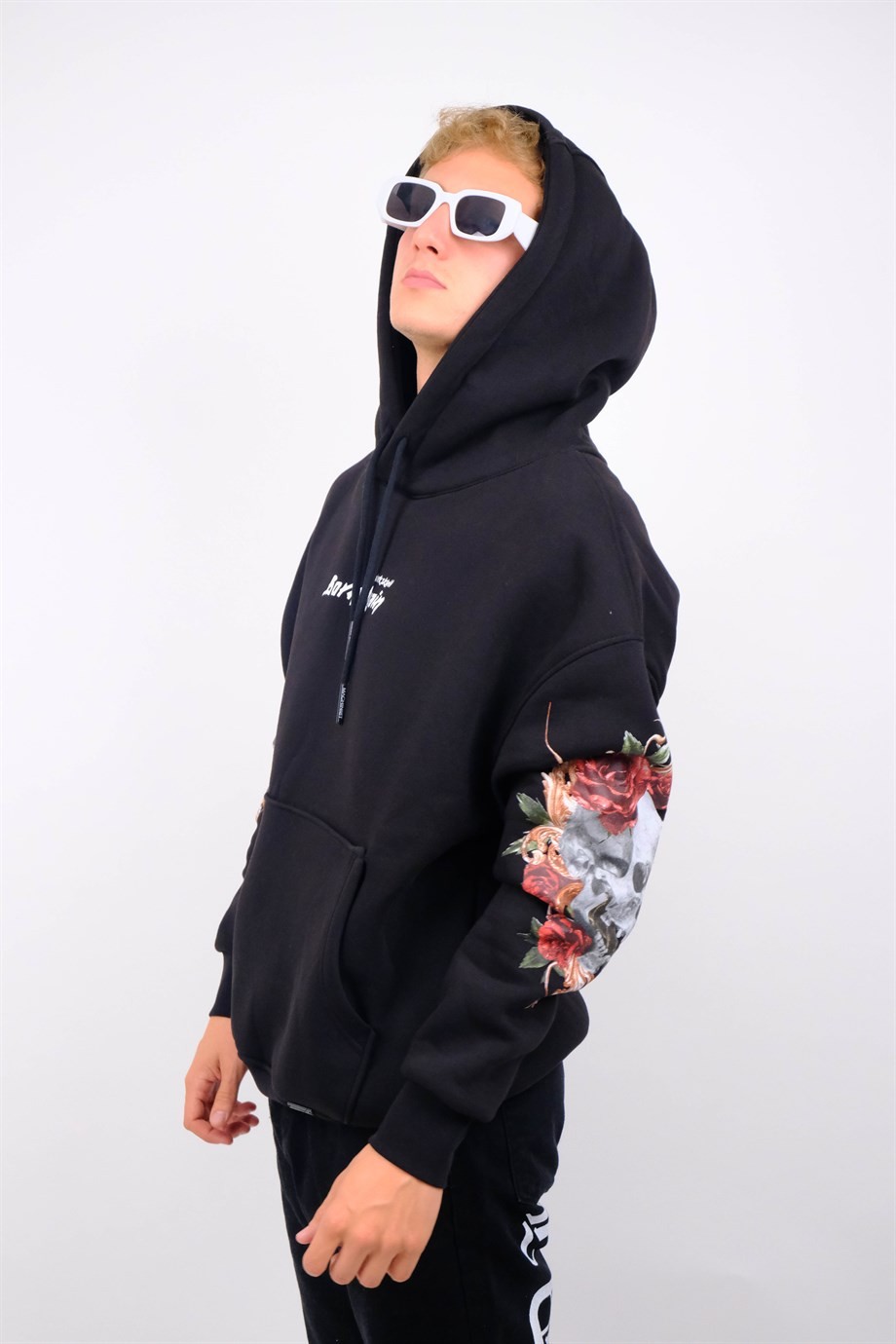 Oversize Dark Skull Hoodie Siyah