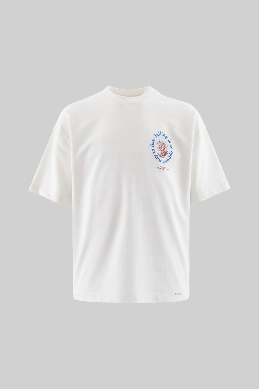 Flower Printed And Embroidered Oversize T-Shirt - Ecru