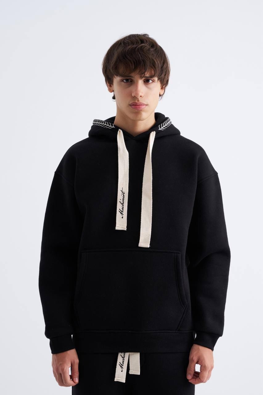 Nakış Detaylı Basic Şardonlu Hoodie
