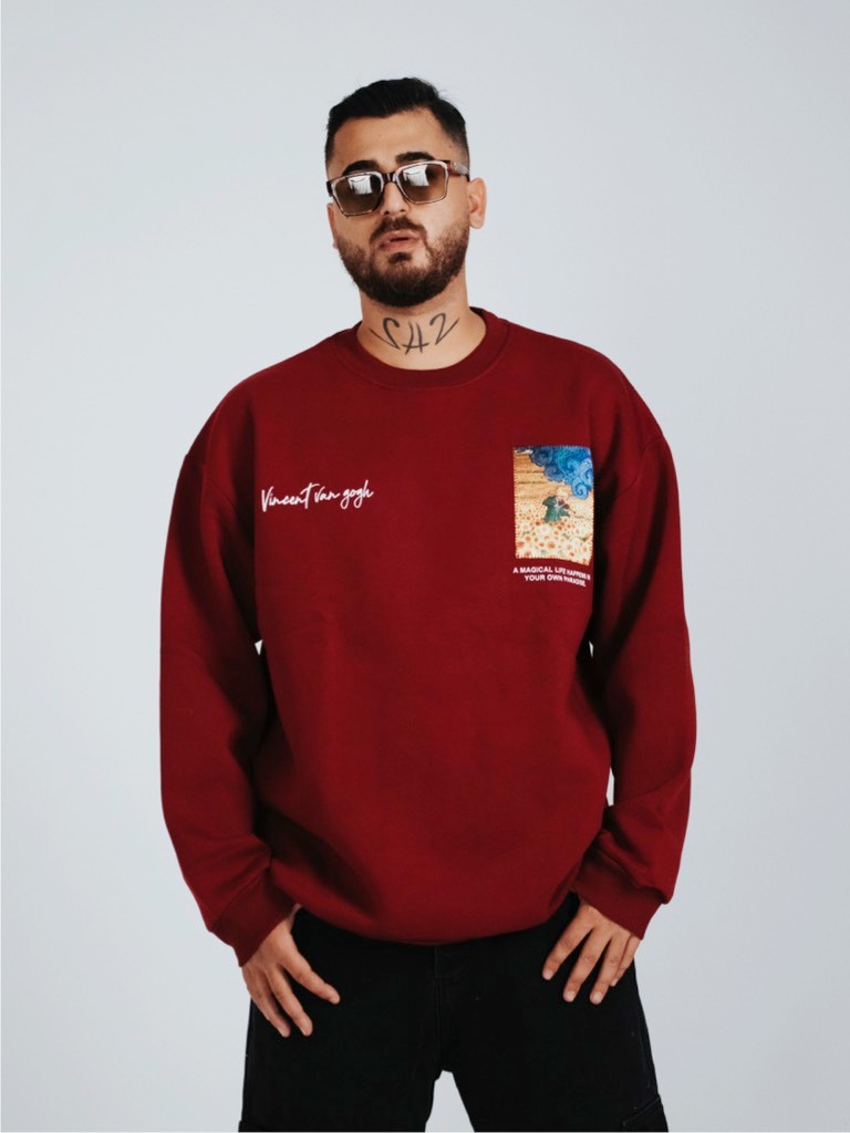 Oversize Vangogh Vincent Sweatshirt Şardonlu