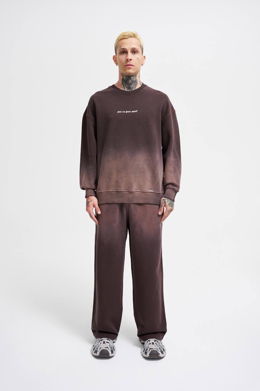 Oversize Yıkamalı Sırt Baskılı Sweatshirt