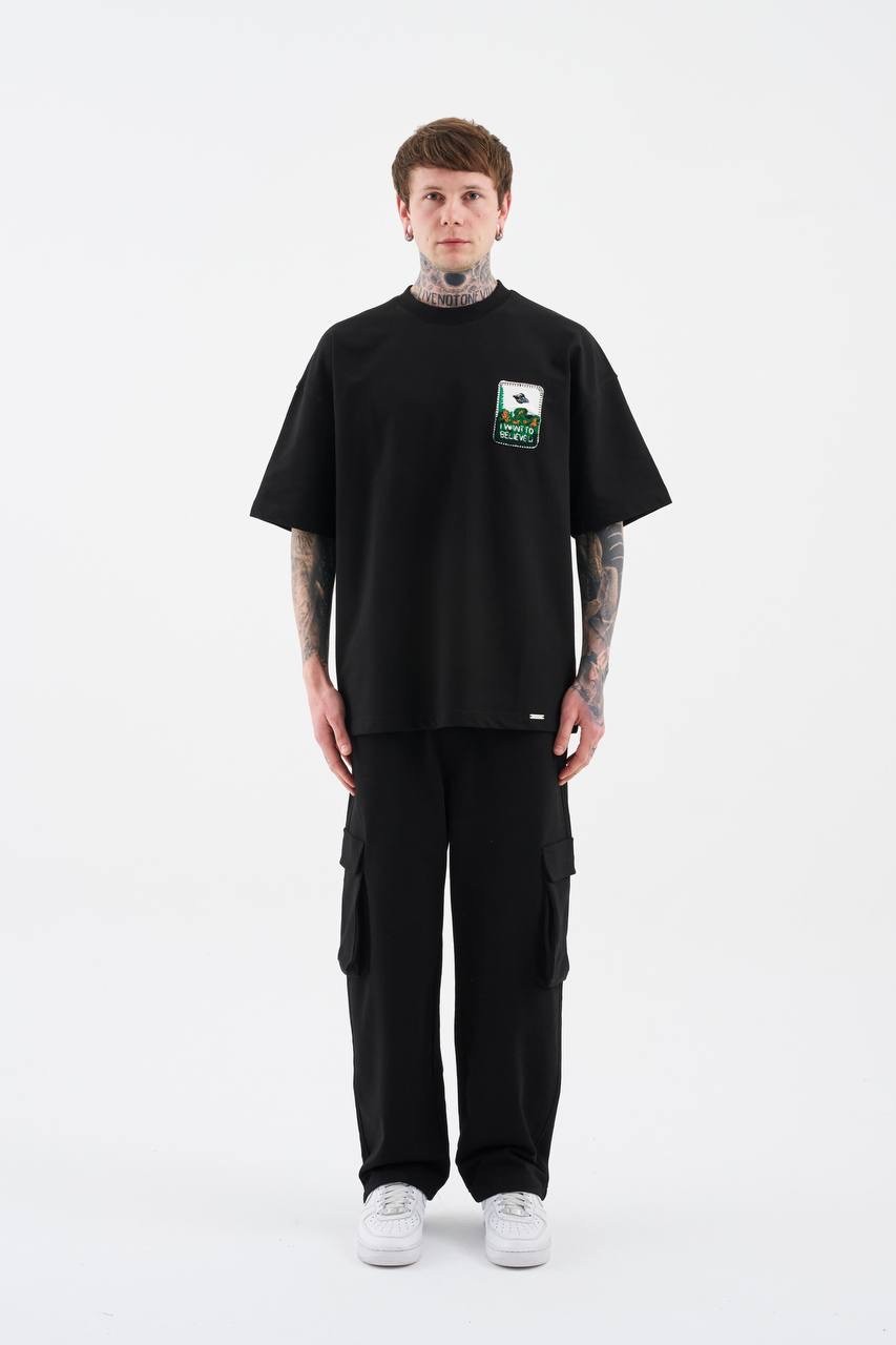 Alien Embroidery Oversize Minimal T-Shirt