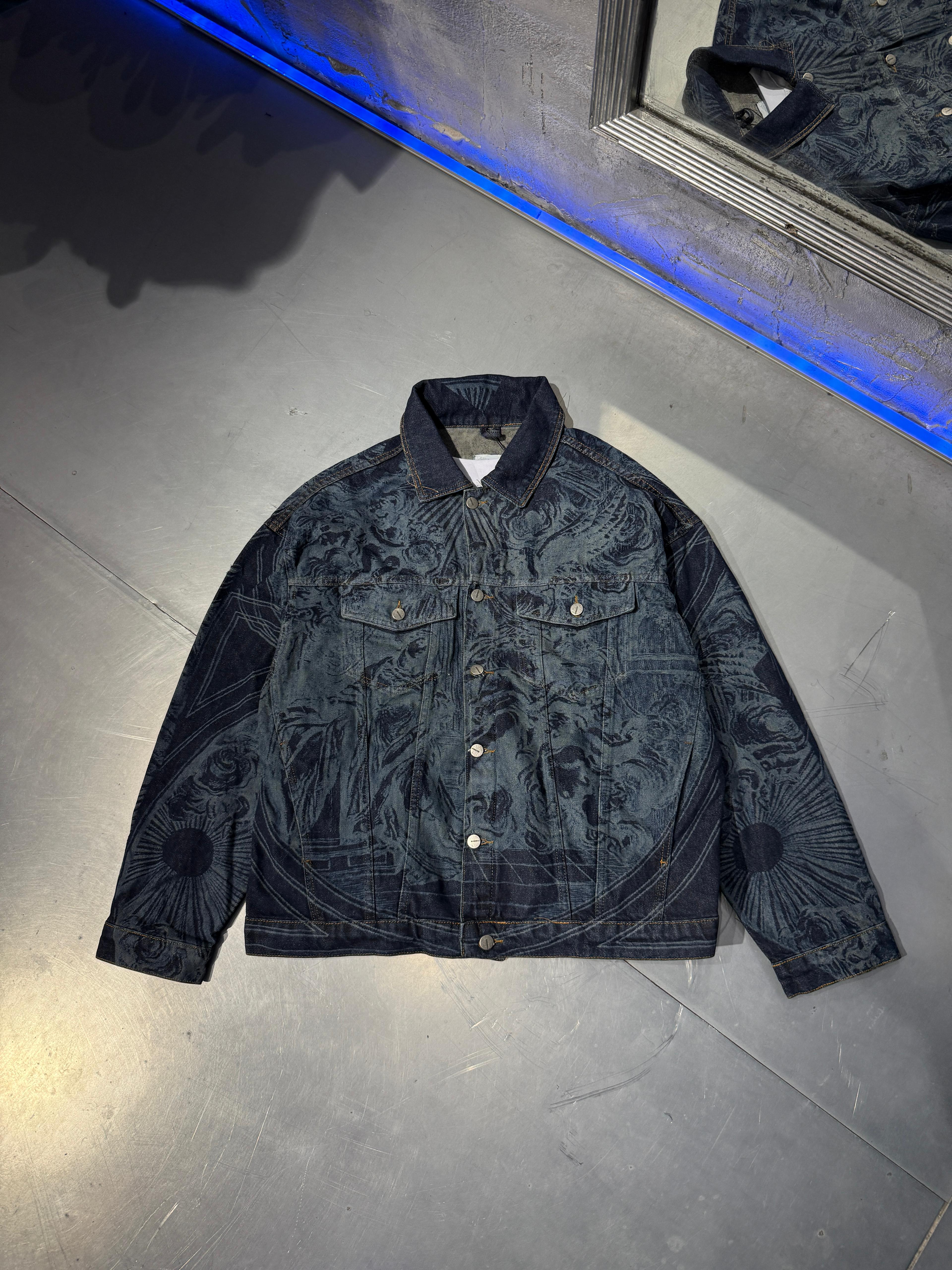 Baroque Patterned Oversiz Denim Jacket