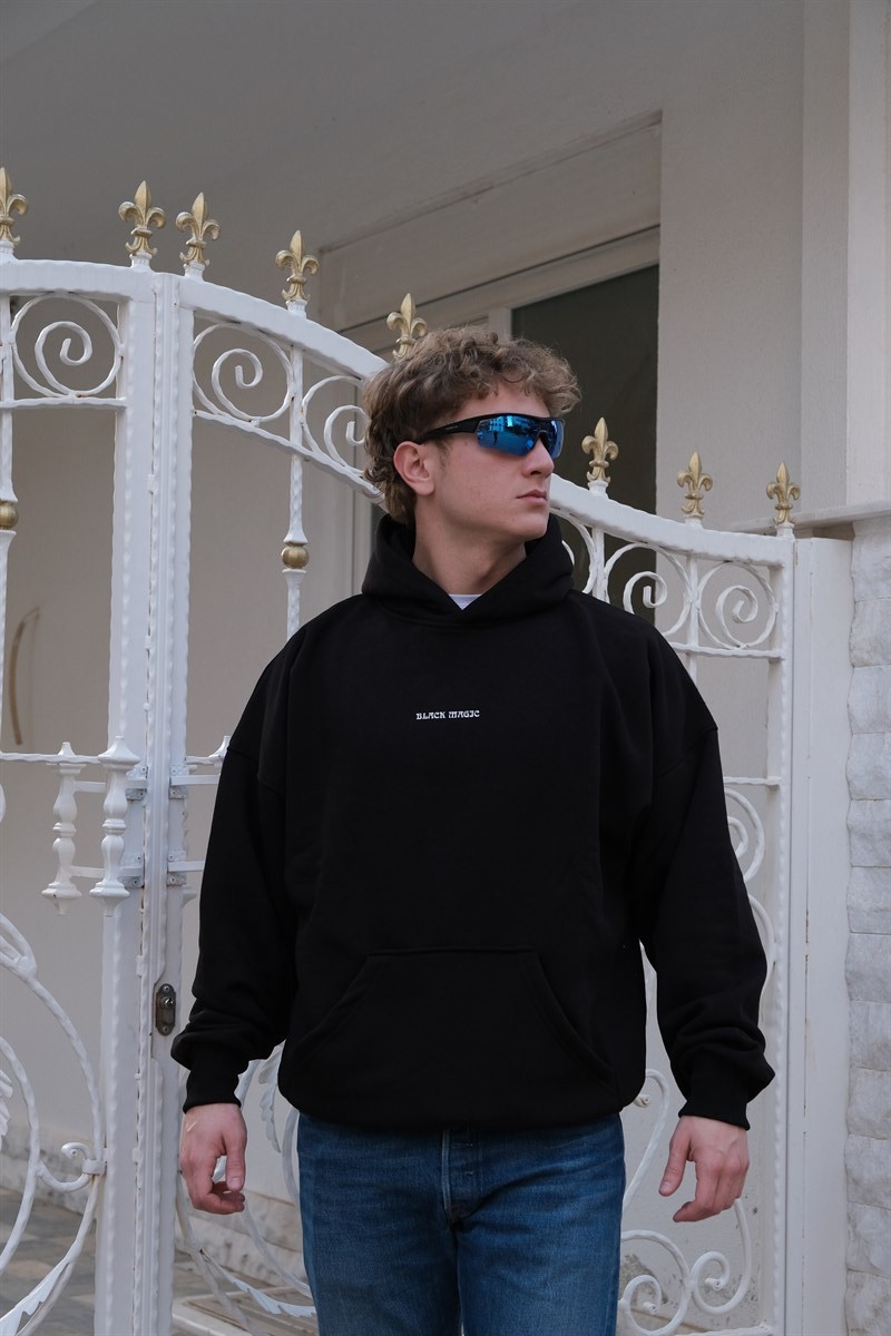 Oversize Black Magic 3 İplik Şardonlu Hoodie