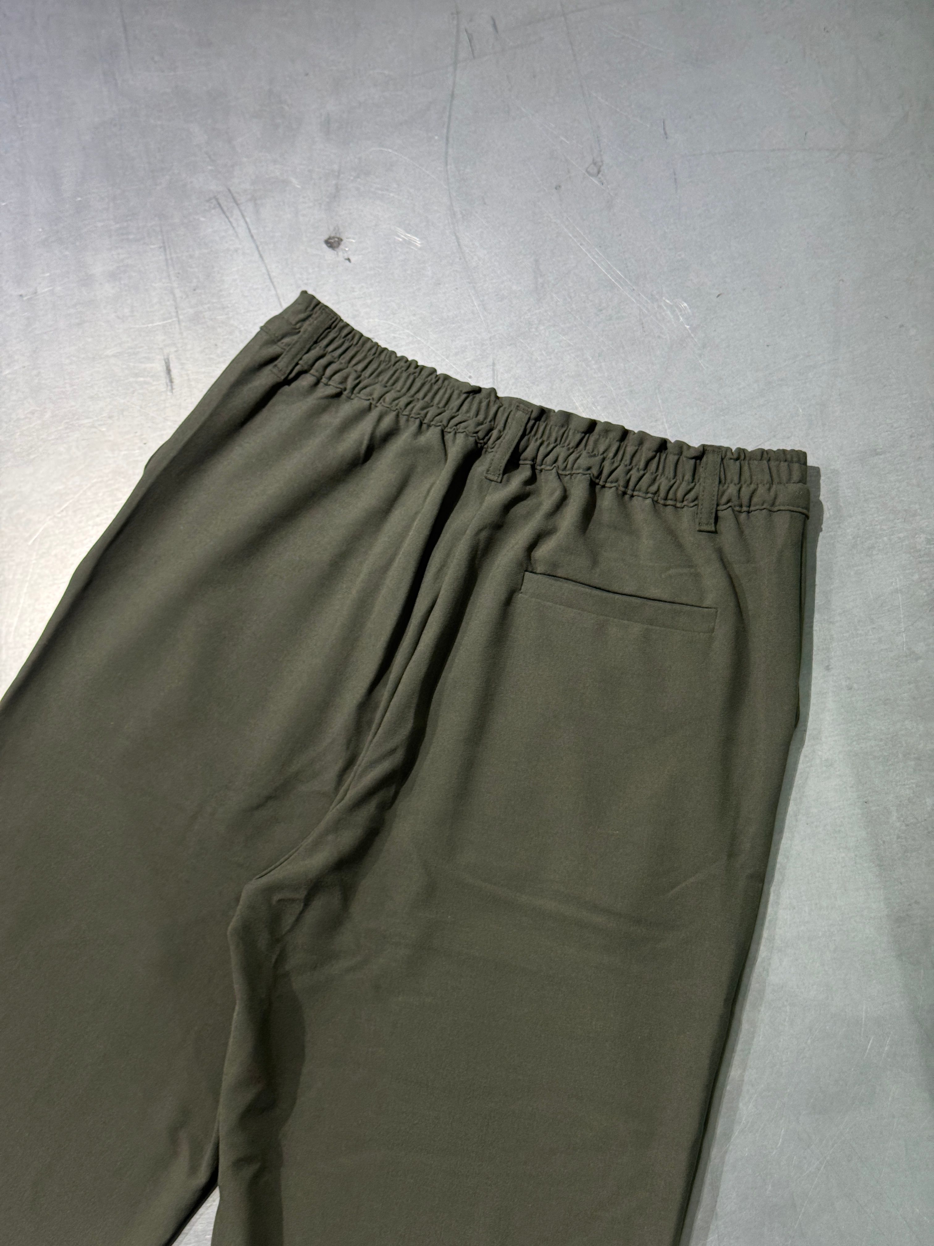 Basic Loose Fit Kumaş Pantolon - Haki