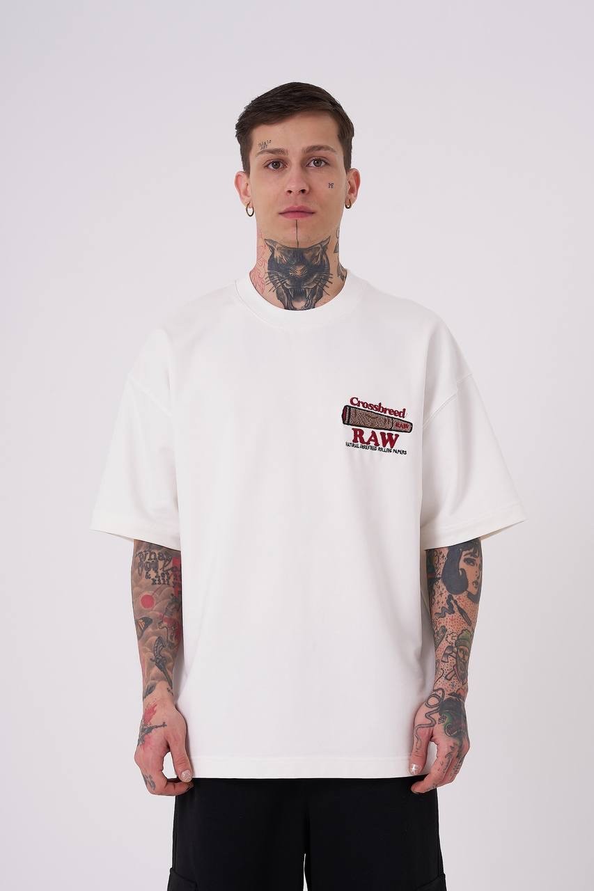 Raw Crossbreed Oversize  T-Shirt - Beyaz