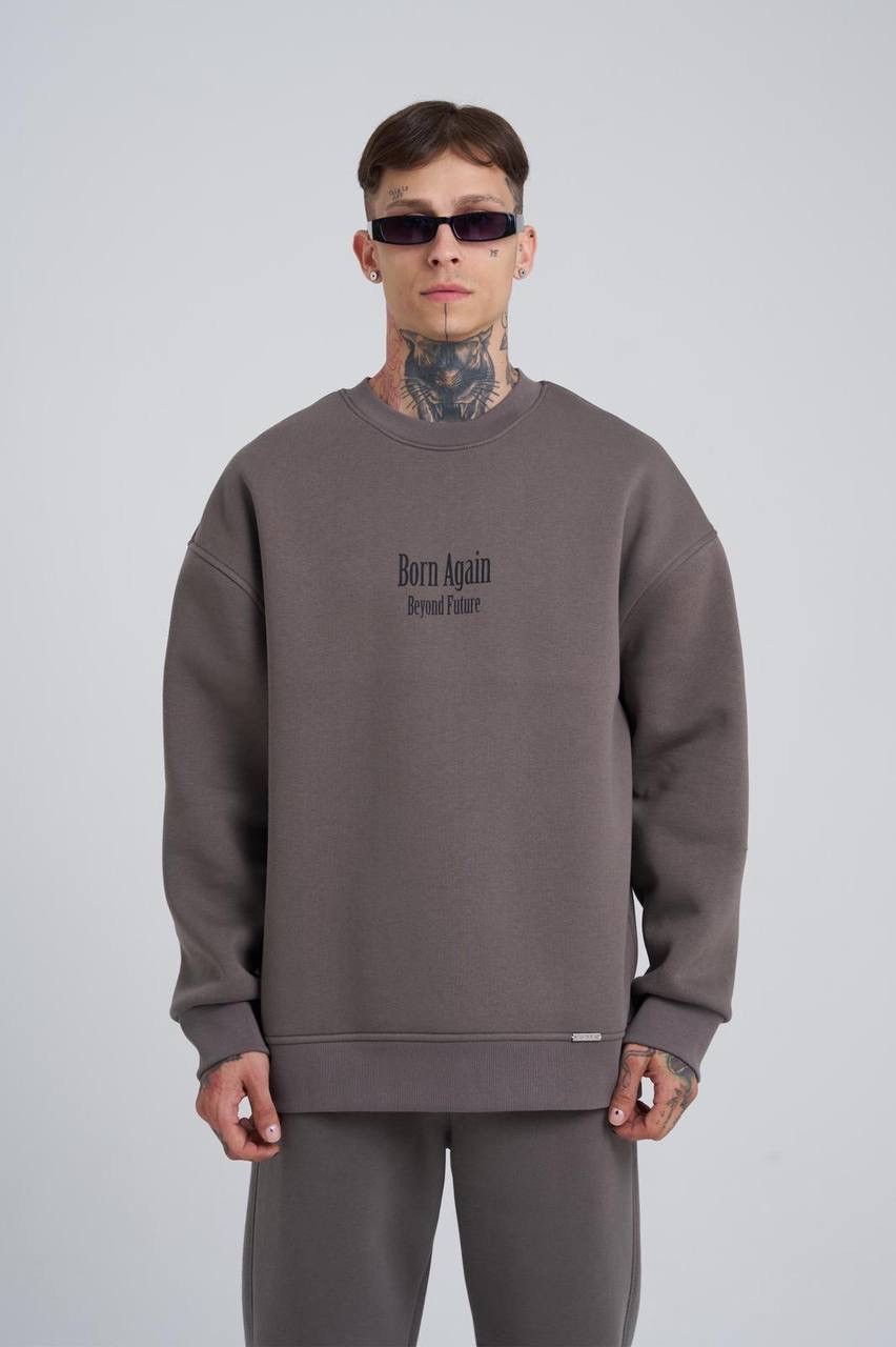 Beyond Future Şardonlu Sweatshirt - Füme