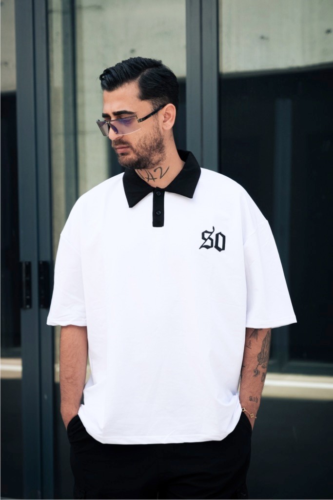 SQ Oversize Polo T-Shirt - Beyaz