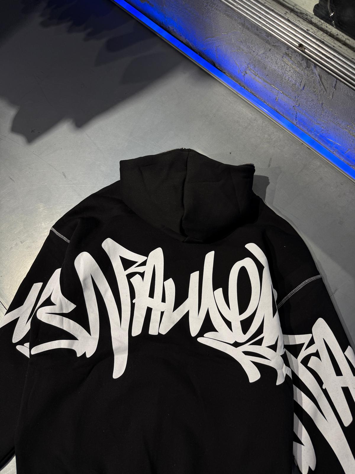 Graffiti Desenli Oversize Full Zip
