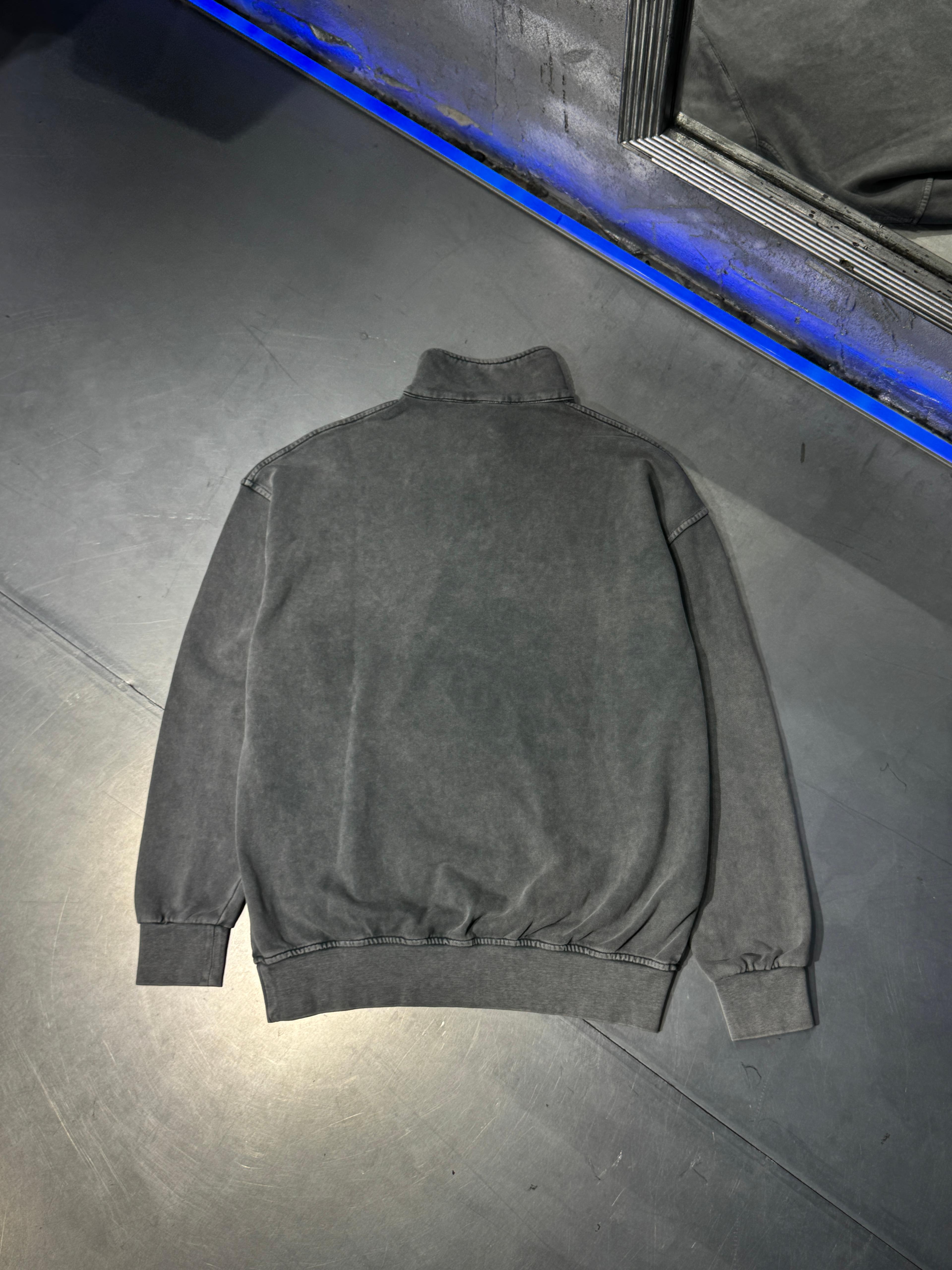 Acid Wash 3 İplik Yarım Fermuarlı Sweatshirt