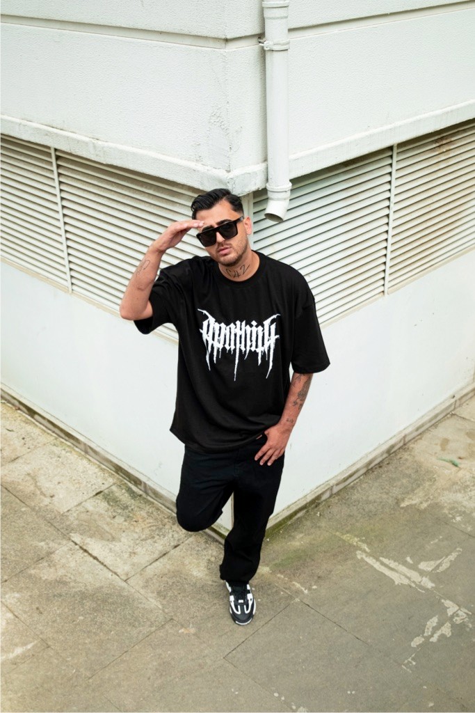 Hunt Oversize T-Shirt - Acid Siyah