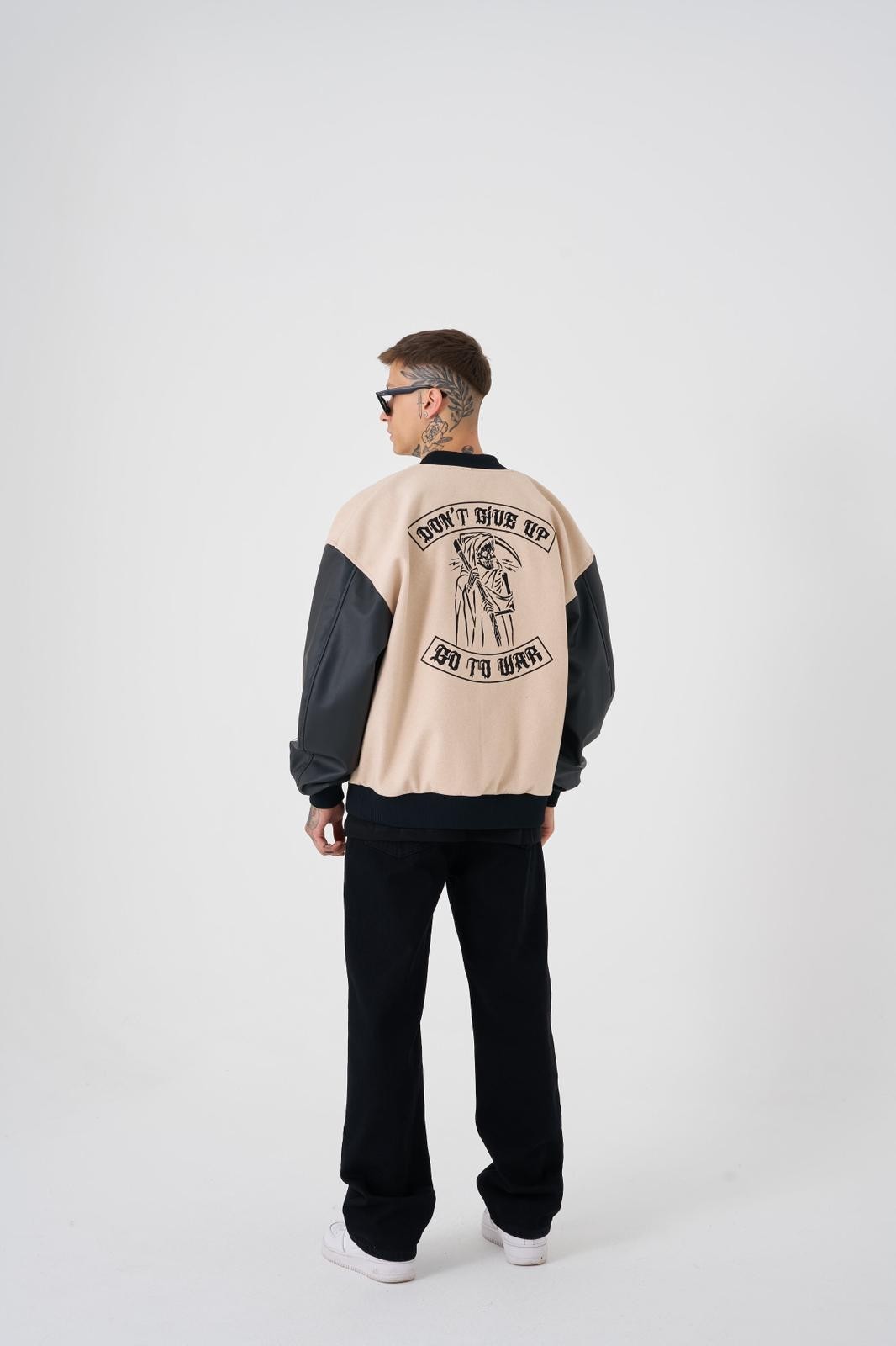 OVERSIZE THE REAPER EMBROIDERY BOMBER JACKET - Space Gri