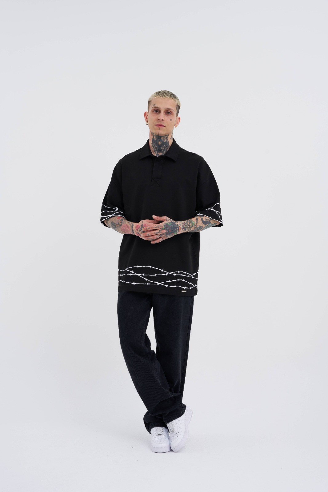 Barbed Wire Printed Polo T-Shirt